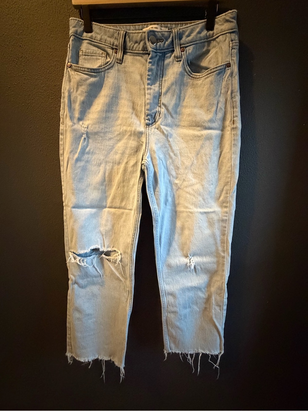 Elizabeth and James Light Blue Slim Straight Distressed Jeans